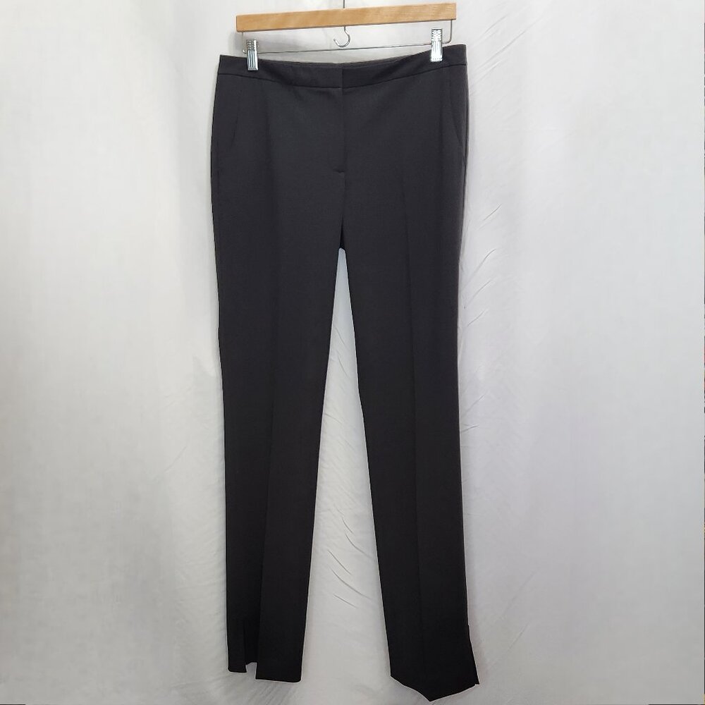 T Tahari Dress Pants Womens 8 Black Trousers Office Preppy Side Slits Office S08